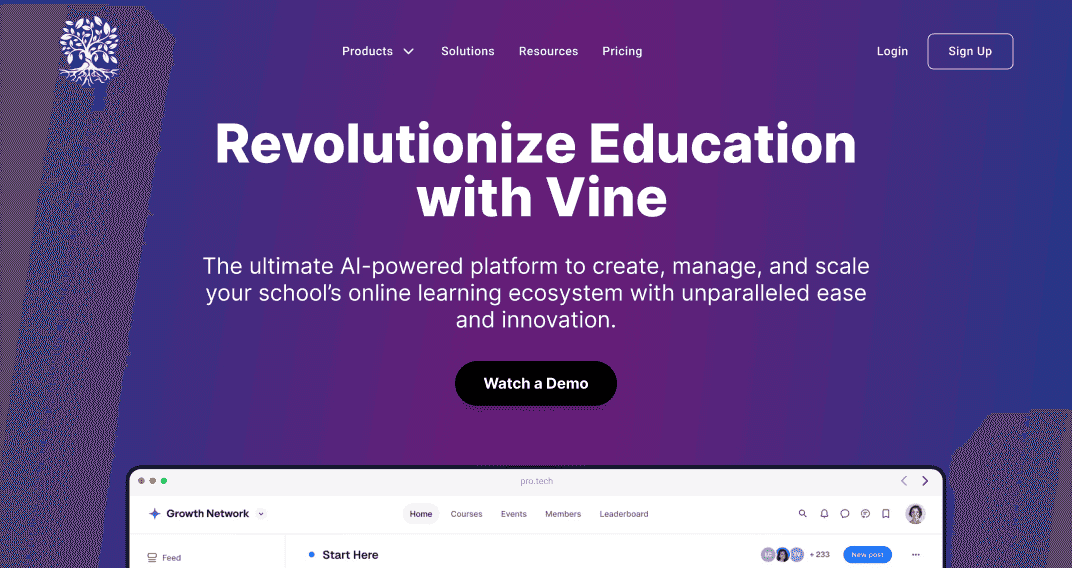 Vine - University LMS - WEB APPS, SAAS project case study