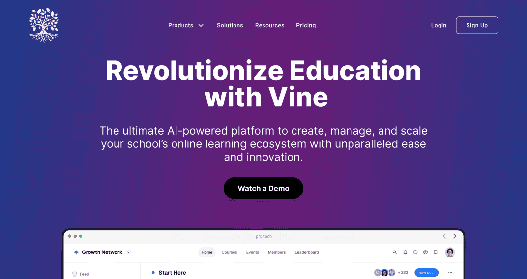 Vine - University LMS - Featured project showcase demonstrating A comprehensive management system designed for stu